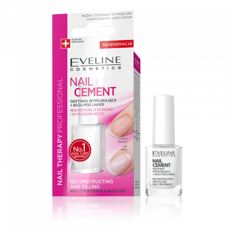 Tratament pentru reconstructia unghiilor distruse Nail Cement Eveline 12ml