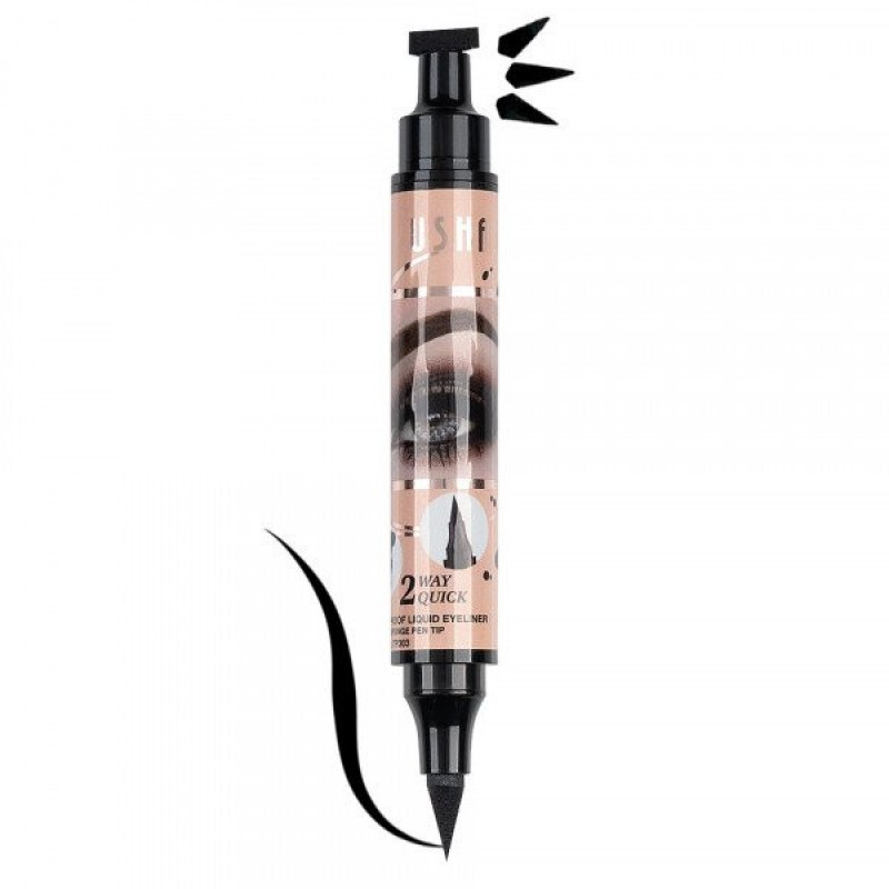 USHAS Waterproof Eyeliner, Tuș pentru Ochi Tip Cariocă cu Ștampilă,Negru Intens